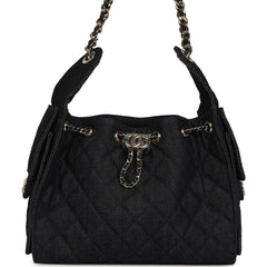 Chanel Small 25 Hobo Bag Dark Blue Denim Light Gold Hardware
