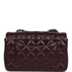 Chanel Mini Classic Rectangular Flap Bag Burgundy Shiny Lambskin Light Gold Hardware