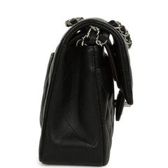 Pre-owned Chanel Small Classic Double Flap Bag Black Lambskin Silver Hardware