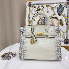 Birkin Bag Crocodile-Grain Cowhide Leather Gold Hardware