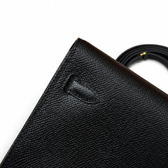 Style: Kelly to go Color: ck89/noir Size: 19*11.5*1.5cm Leather: epsom From France Hardware: gold shoulder crossbody bag, clutch bag, black, cowhide, gold buckle, high-end handmade exclusive customiza